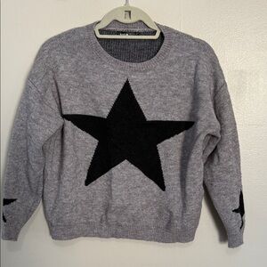 Cozy Grey Sweater with Star Detail
